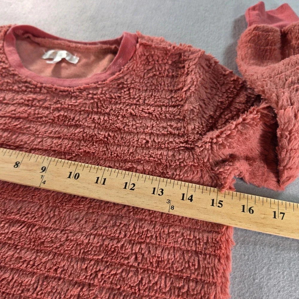 Tahari Girl Pink Faux Fur Textured Sweatshirt Pullover Size 8 Clay Terracotta
